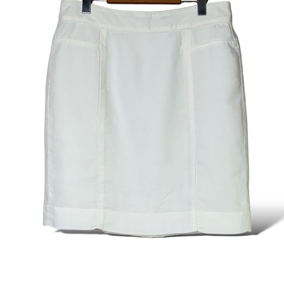 BANANA REPUBLIC 100% Linen White Mini Skirt Lined in 100% Cotton US Sz 12 - Picture 1 of 9